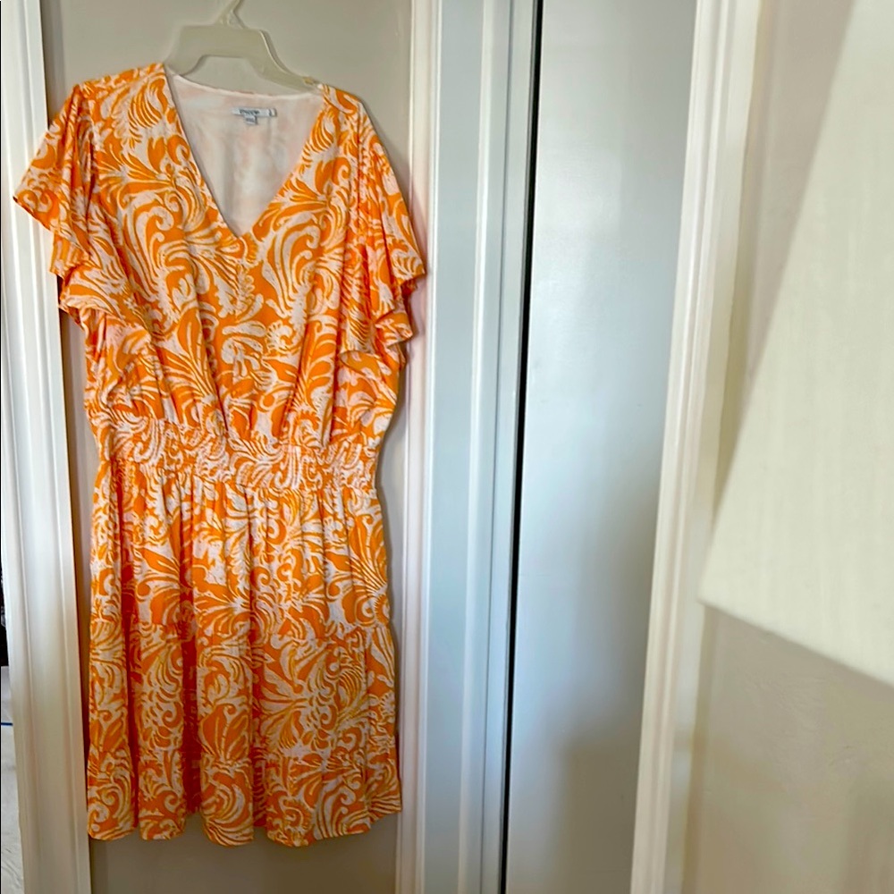 Chico's Vibrant Orange and white dress